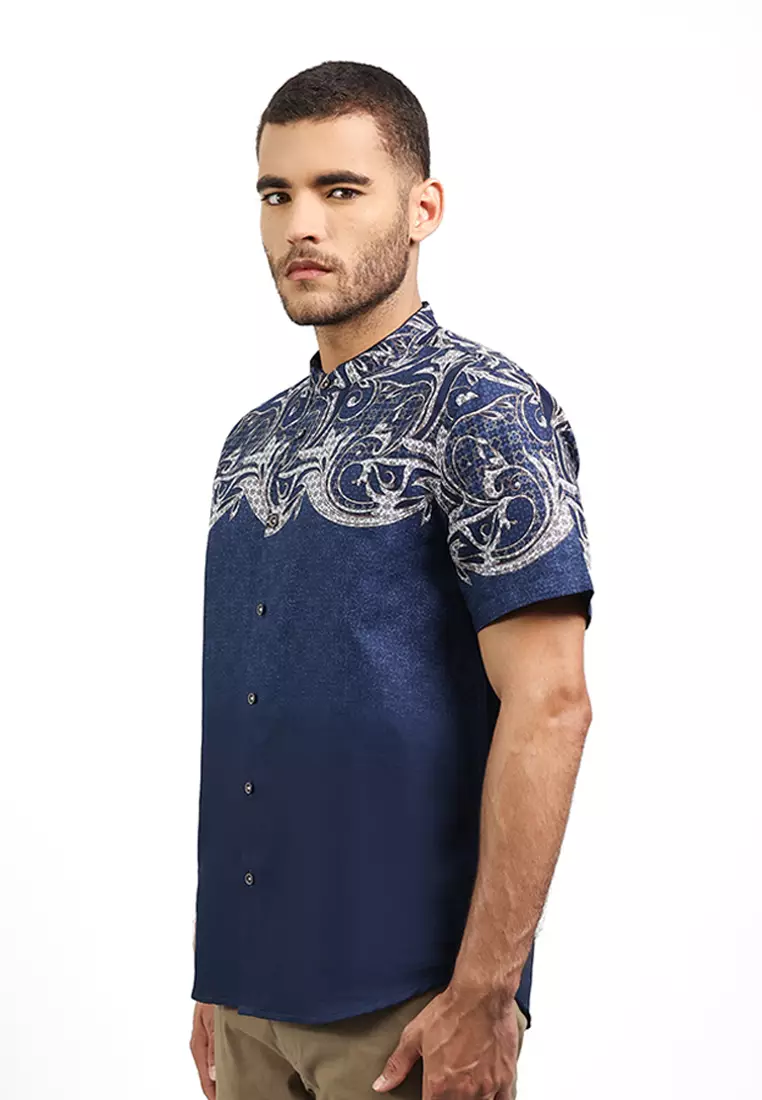 MOC Kemeja Shanghai Lengan Pendek Pria Arfan - Navy