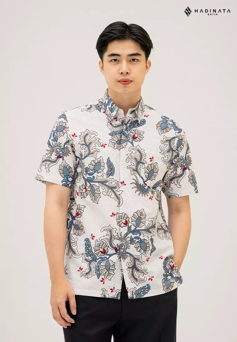 Hadinata Batik Premium Kemeja Batik Pria Lengan Pendek Superfine Gracika White