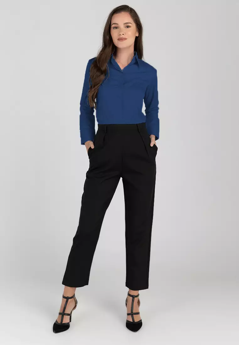 Della Long Sleeve Button Down Office Blouse
