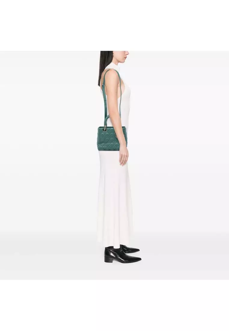 Pre-Loved Dior Medium Lambskin Cannage Lady Dior