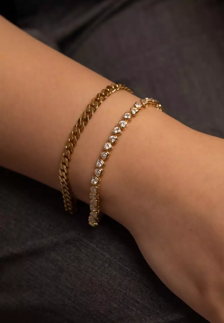 Buy Wanderlust Co Heart Bezel 14K Gold Vermeil Tennis Bracelet