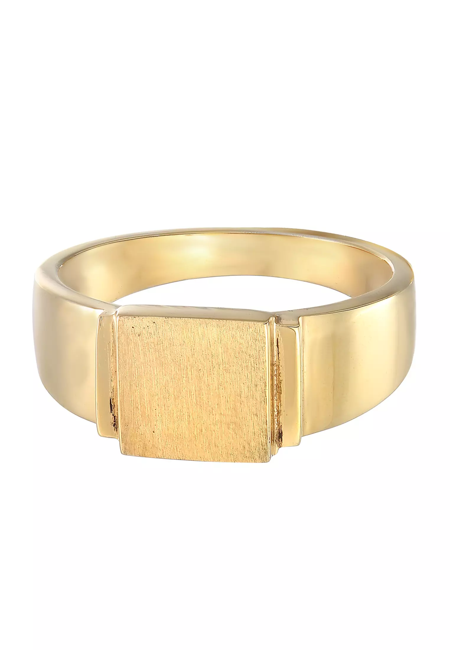Ring Men Signet Square Matt Gold Plated