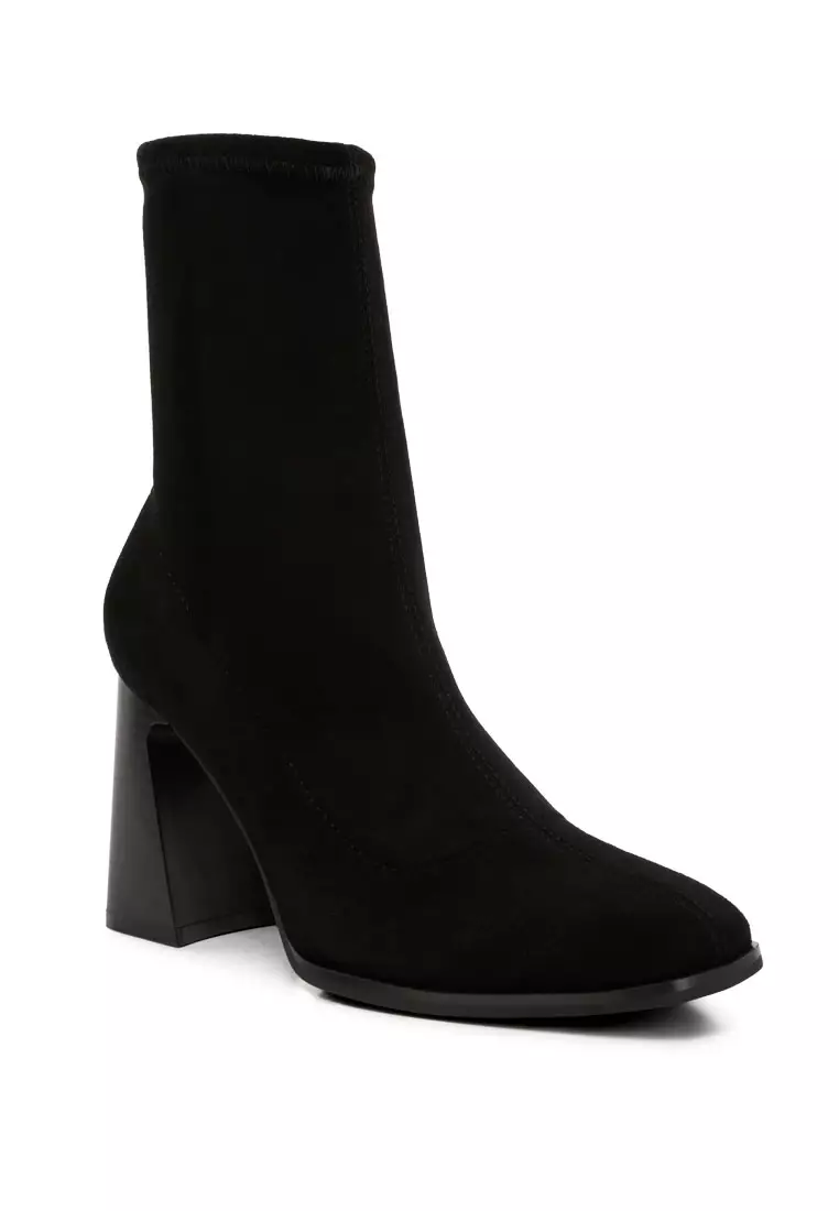 Buy London Rag Black High Ankle Flared Block Heel Boots 2024 Online