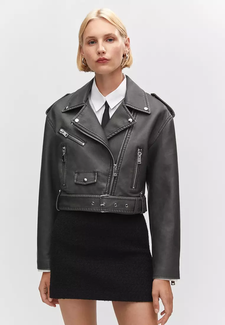 Mango applique discount biker jacket