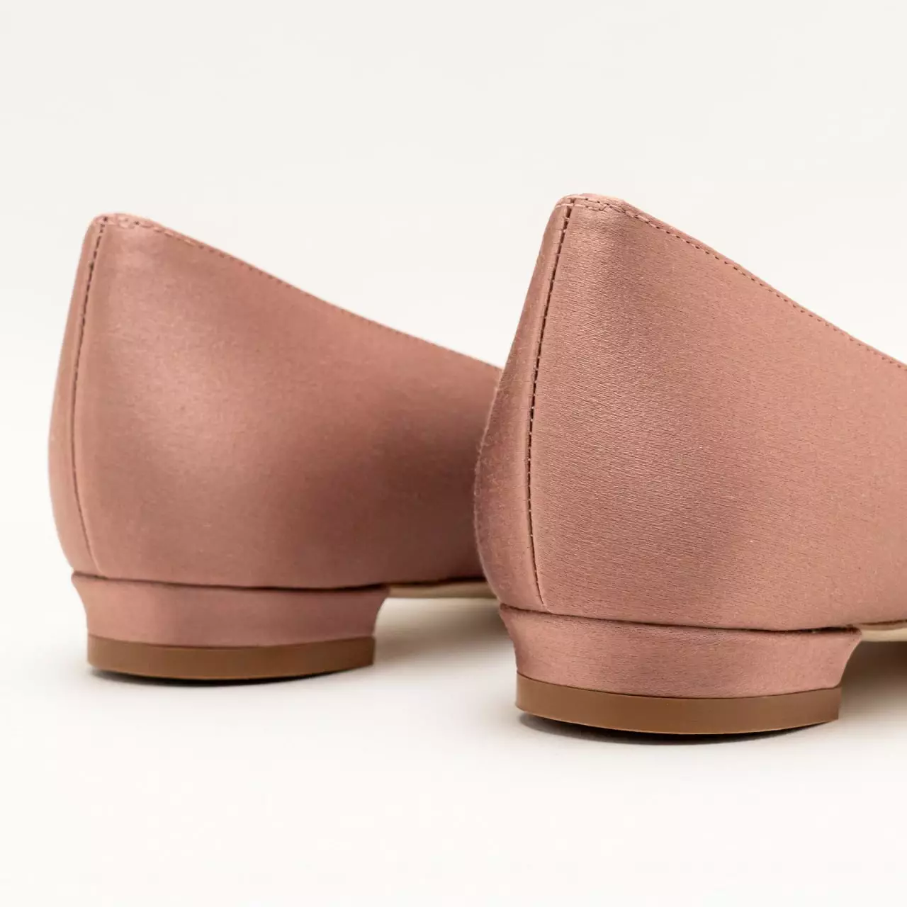 Hangisi Flat Satin LSMOR Crystal Buckle Ballerinas Dark Pink