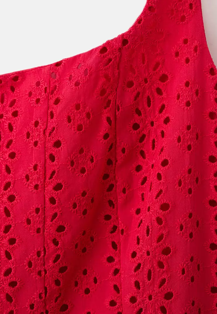 Buy Mango Embroidered Cutwork A-Line Dress Online