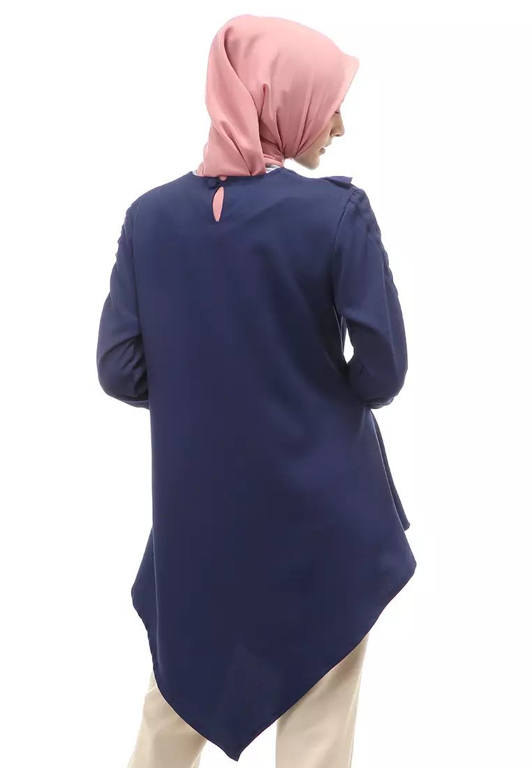 Ketrin Tunik Muslimah Atasan Wanita Polos Long Sleeve Regular Fit - Navy