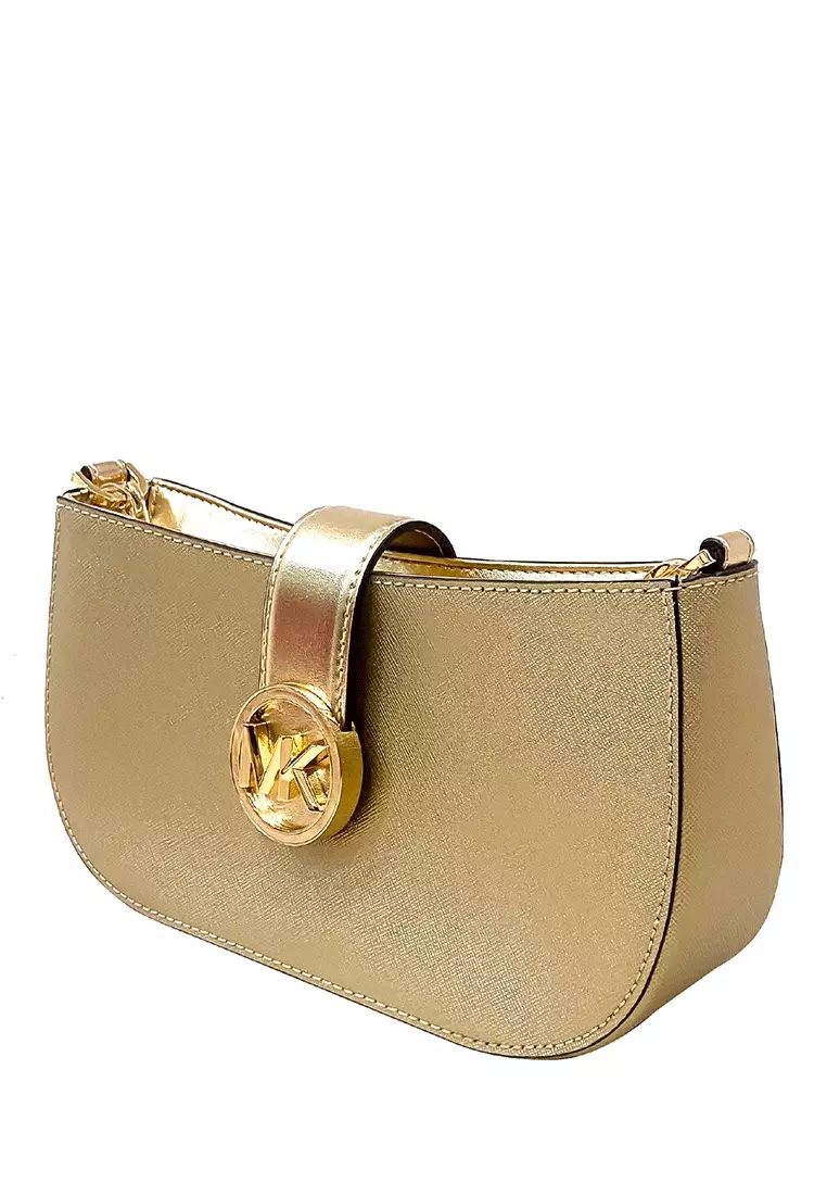 Michael Kors Carmen XS Leather Pouchette Shoulder Bag (Black): Handbags