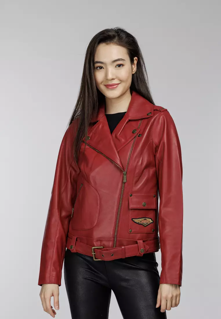 Winter Outerwear Harley Davidson Women's Pink Leather Jackets