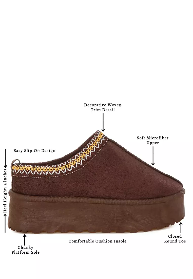 Embroidered Platform Classic Slip-On in Brown