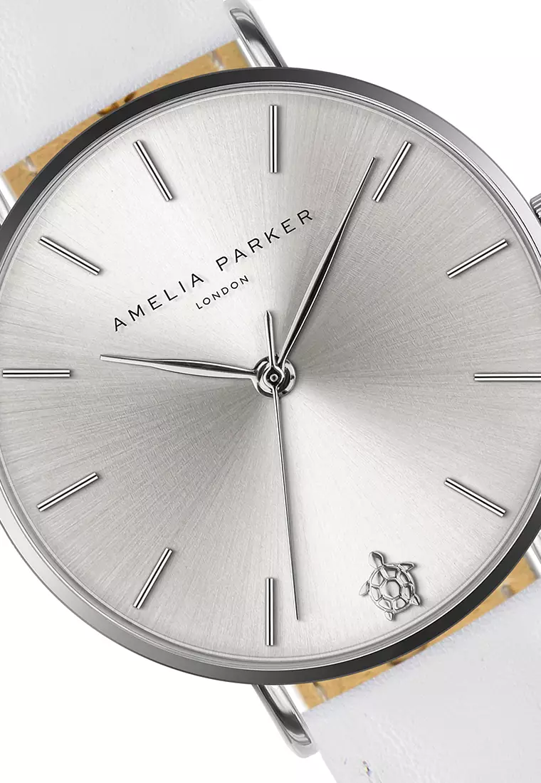 Amelia Parker Capsule Grey White Leather women watch