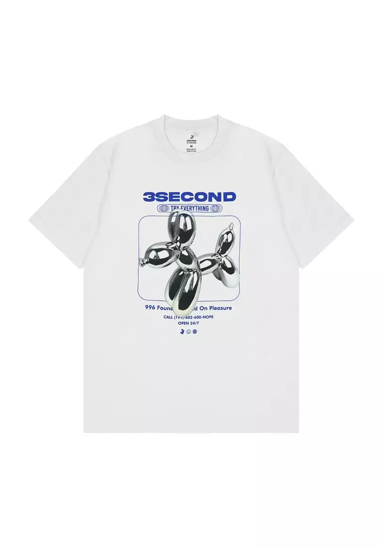 3Second Men's T-Shirt Short Sleeve Regular Fit Cotton Y2K OL-C590425