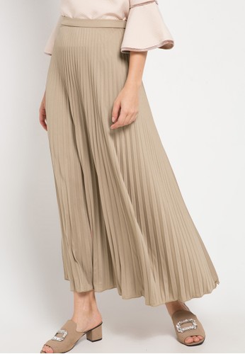 Chic Simple beige Pleated Maxi Skirt 7C637AA77BBE47GS_1