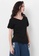 NE Double S black NE Double S V Neckline, Back Neckline Trim with Lace Short sleeve with Twist Knotted Tee E4D3CAA0AFF910GS_4