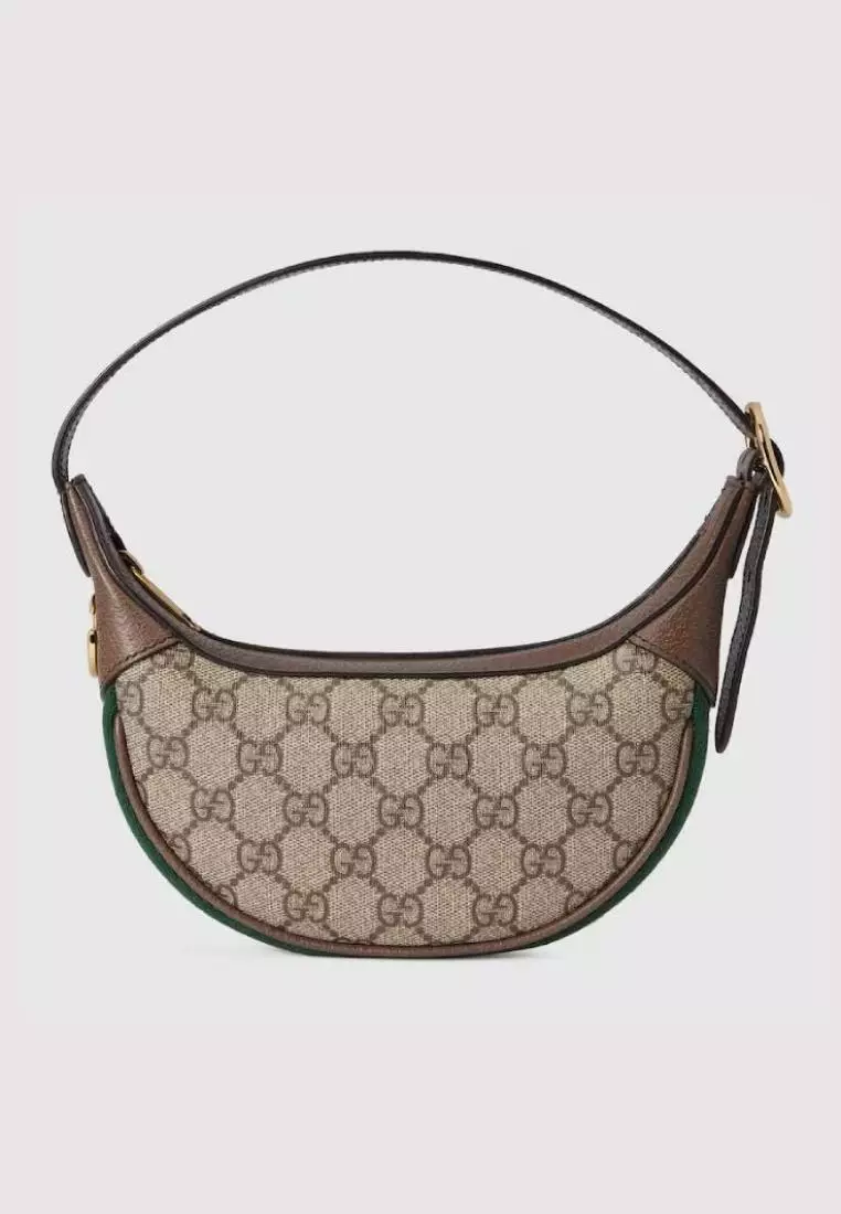 Gucci Ophidia GG Mini Bag Half-Moon Shaped Beige Ebony