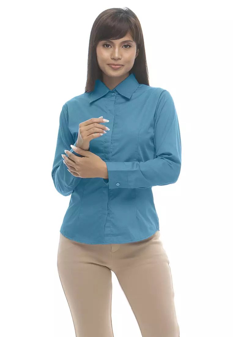 Delaney Pinstripe Long Sleeve Office Blouse