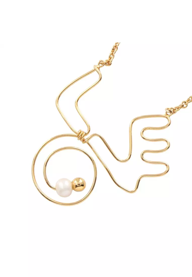 Pre loved MARNI LOVE necklace GP Fake pearl gold