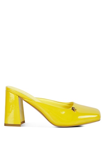 Buy Rag u0026 CO. Yellow Patent PU Block Heeled Mules 2023 Online | ZALORA  Singapore