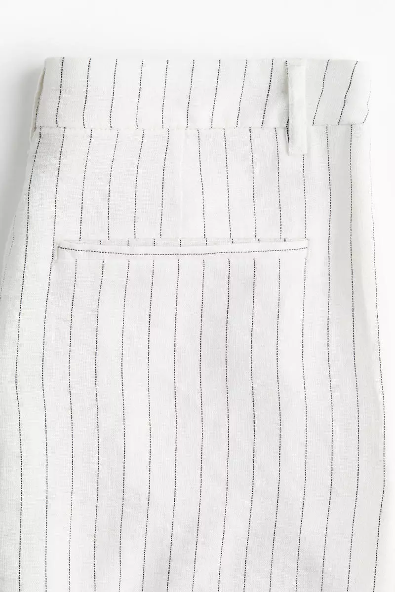 Knee-length linen-blend shorts