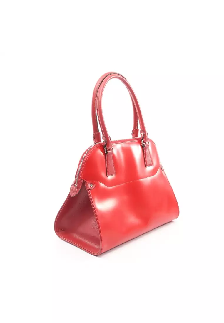 Pre-Loved Salvatore Ferragamo Gancini Handbag leather Red