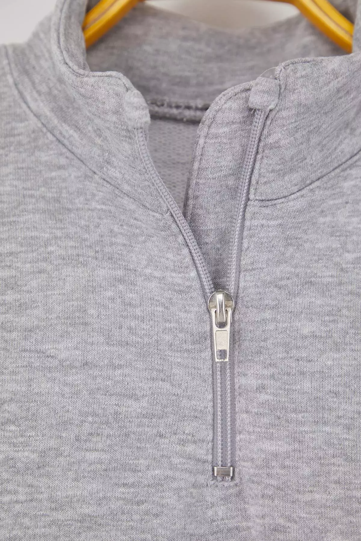 Gray Melange Cotton Plain/Basic Stand Collar Regular Knitted Boys Sweatshirt