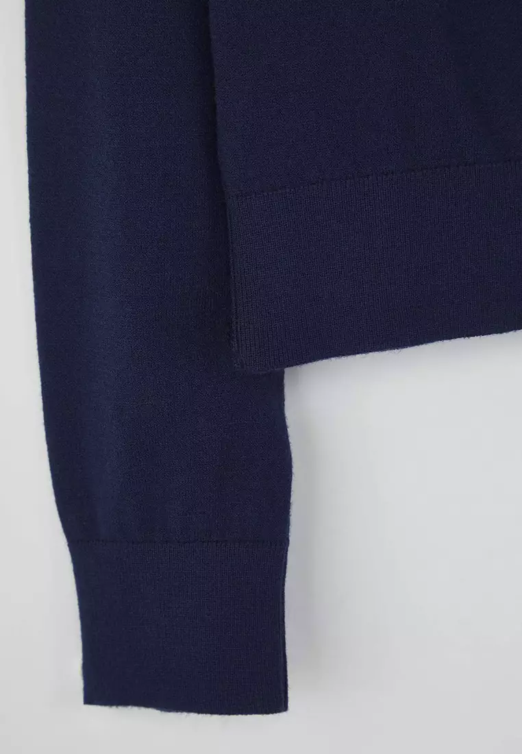 Special Collection Navy Blue Premium Yarn/Special Yarn Trend Knitwear Sweater Twoaw26Kz00159