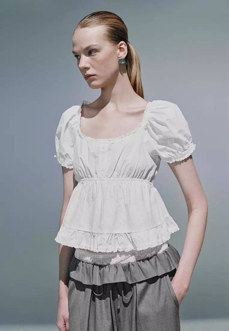 Ruffle Hem Overhead Blouses