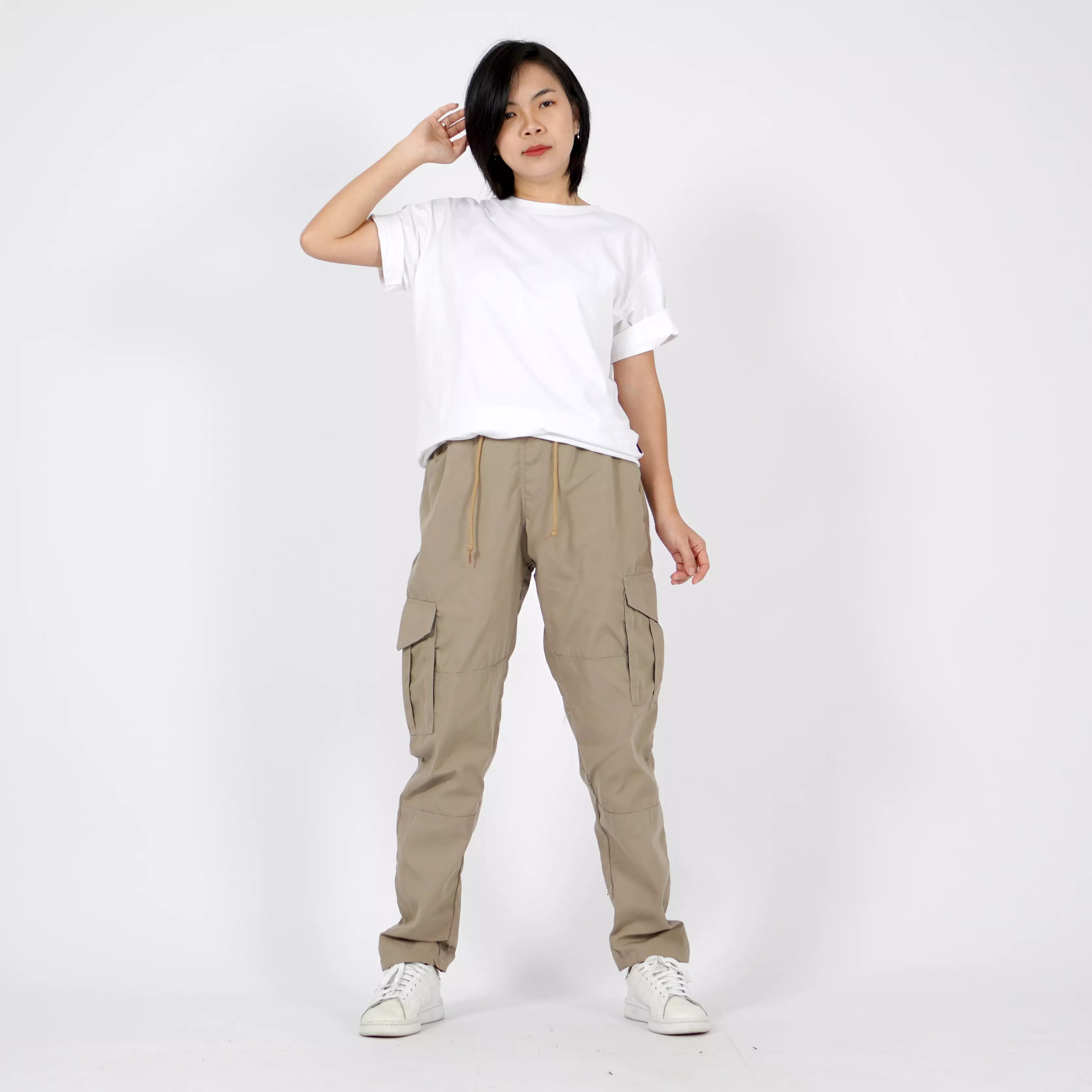 DESSY Cargo Pants Wanita Celana Cargo Earth Tone Celana Kargo Tactical Pants - BEIGE