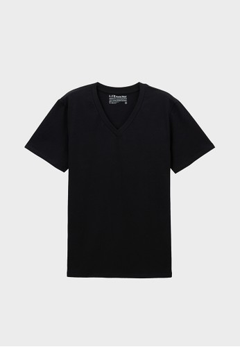 居家V領上衣 (esprit分店地址有機棉)-93001-黑, 服飾, 素色T恤