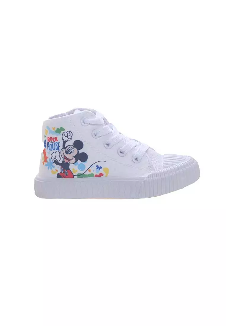 Disney Mickey Sepatu Anak Canvas Hi Cut Mickey Mouse White