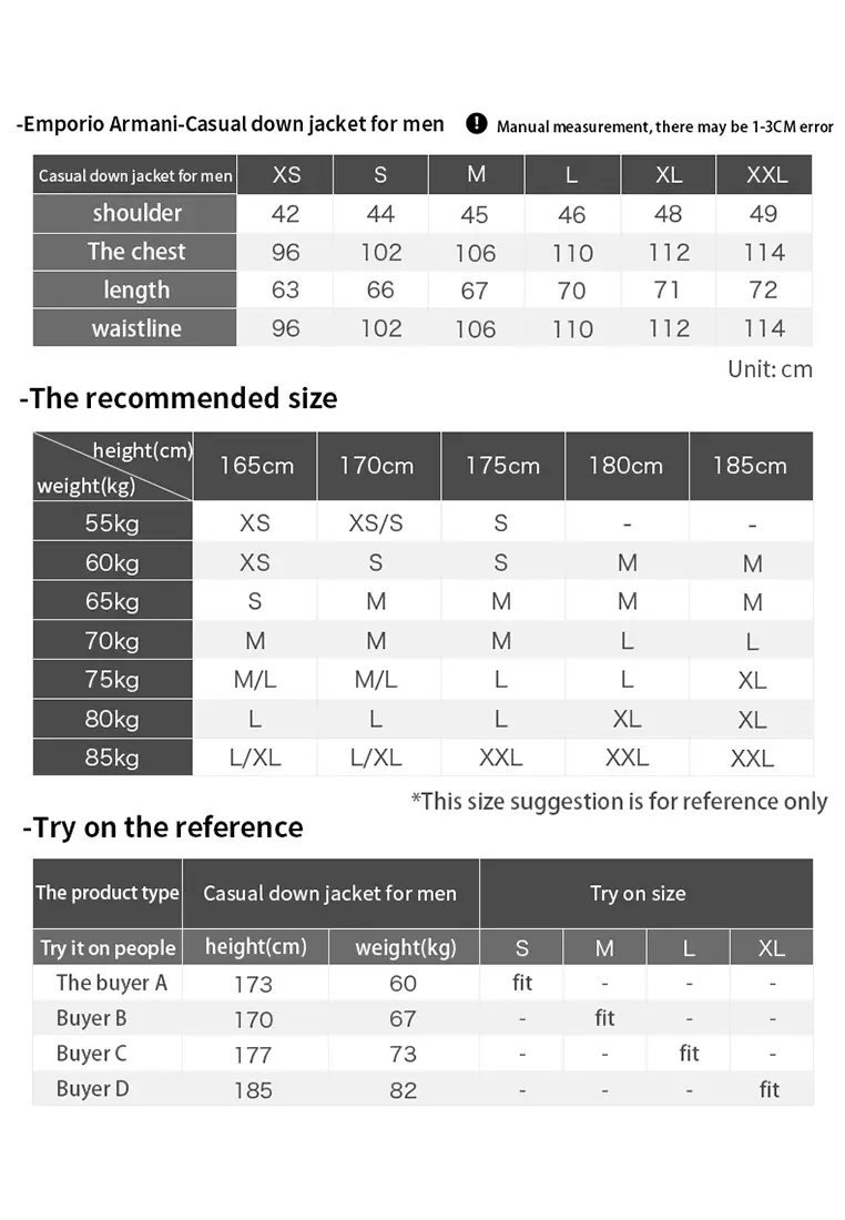 Armani suit hotsell size chart