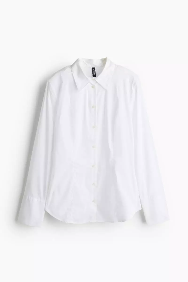 Shoulder-pad tapered-waist shirt