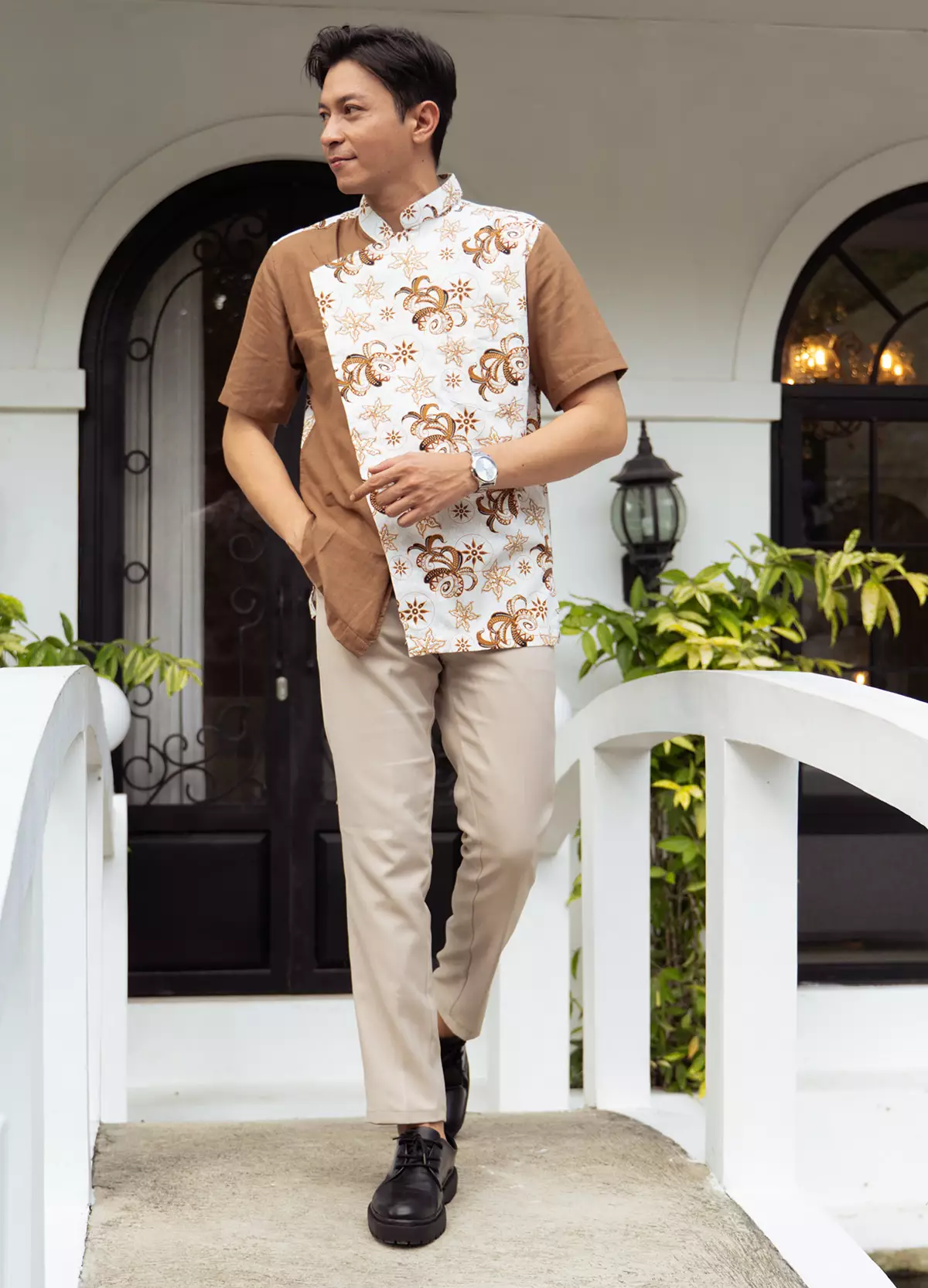 Hem Kemeja Koko Batik Lengan Pendek Katun Premium Ammar Raya White