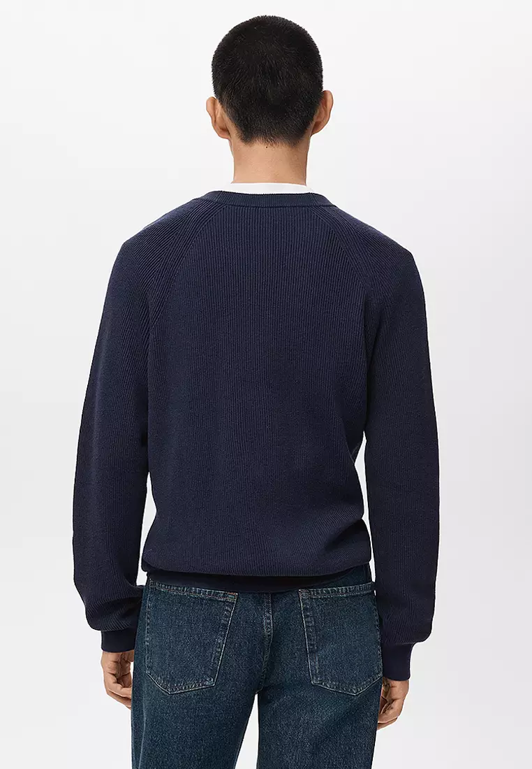 Ribbed Knitted Cardigan With Buttons