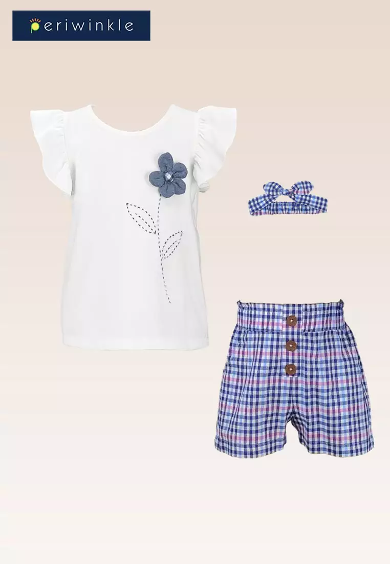 Candice Baby Girls Top and Checkered Shorts Set