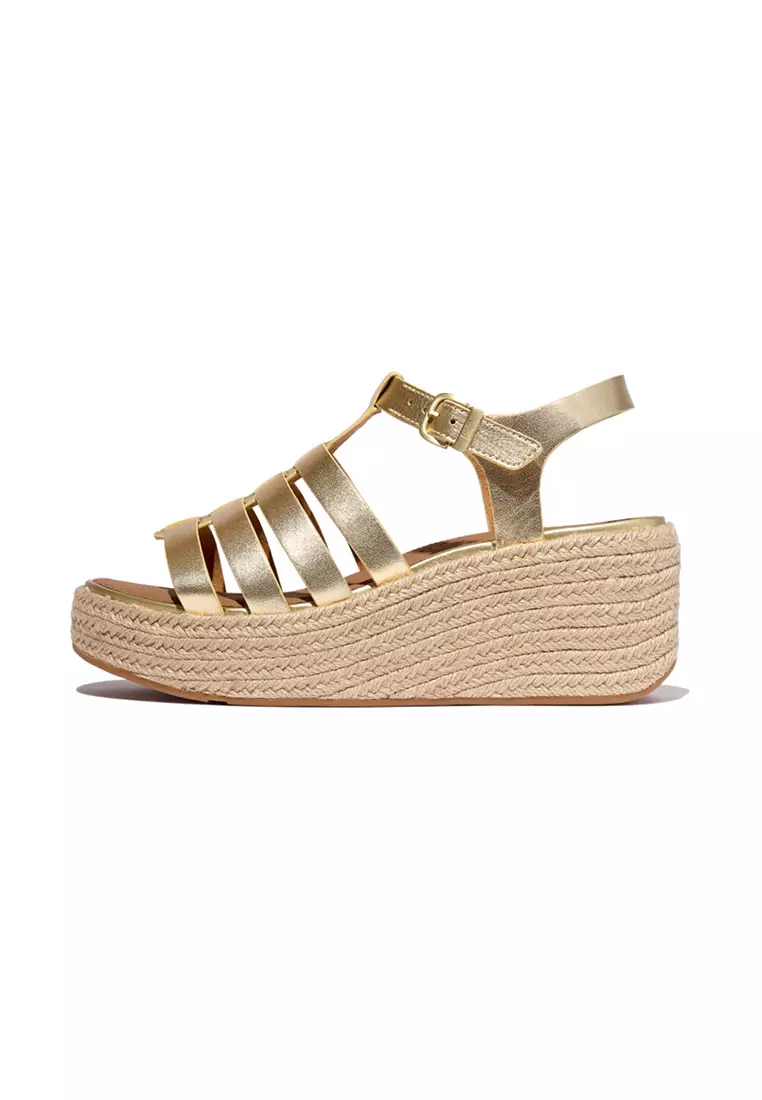 Platforms Espadrille Metallic-leather Fisherman Wedge Sandals