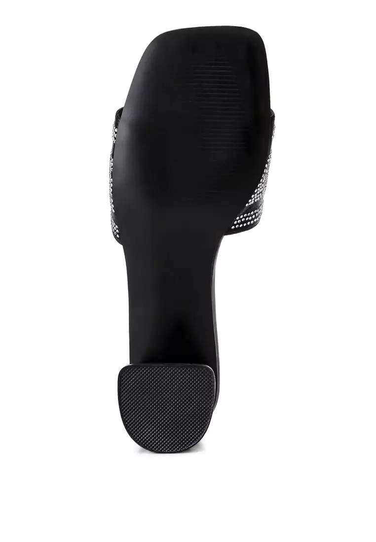 Black Rhinestone Embellished New York Sandals