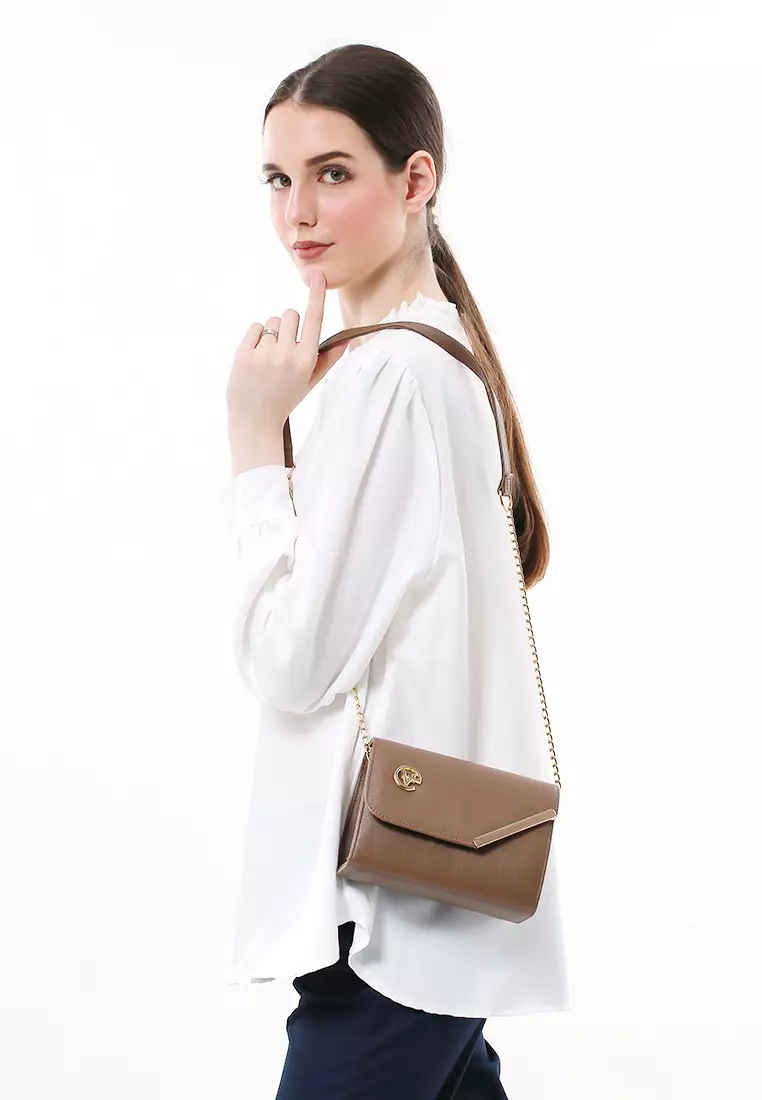Michela Tas Selempang Wanita Rantai Premium Good Quality - Mocca