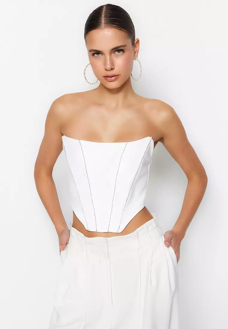 White strapless deals corset top
