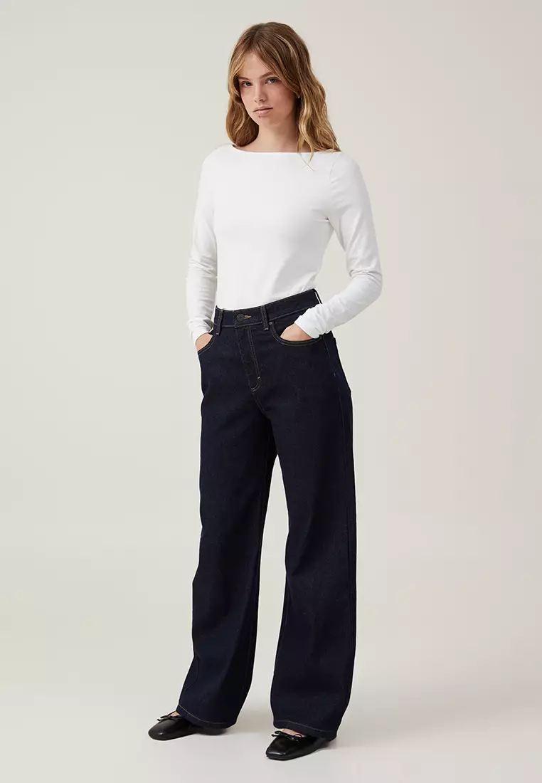 Buy Cotton On Wide Leg Jeans Asia Fit 2024 Online | ZALORA Philippines