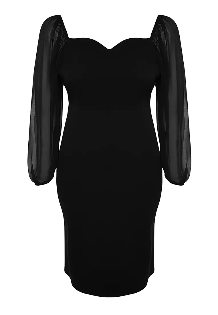 Plus Size Fitted Slit Midi Dress