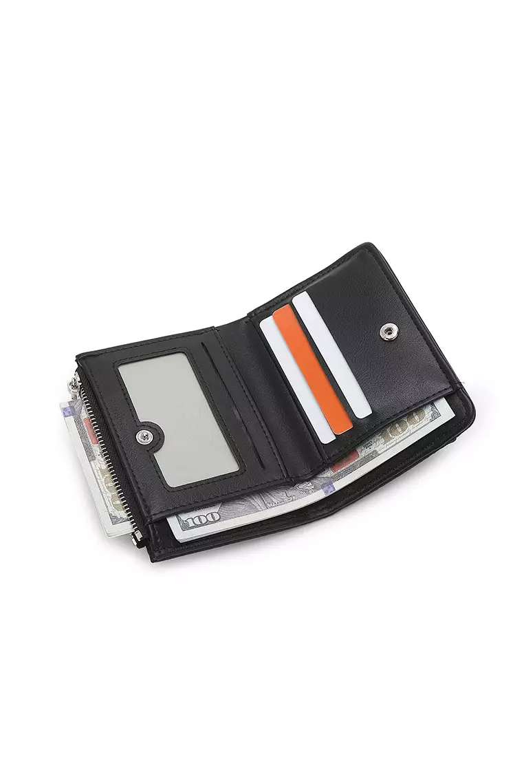 Women's 2 in 1 Purse/Wallet With Coin Compartment (Dompet Wanita 2 in 1 dengan Kompartmen Koin) - Hitam