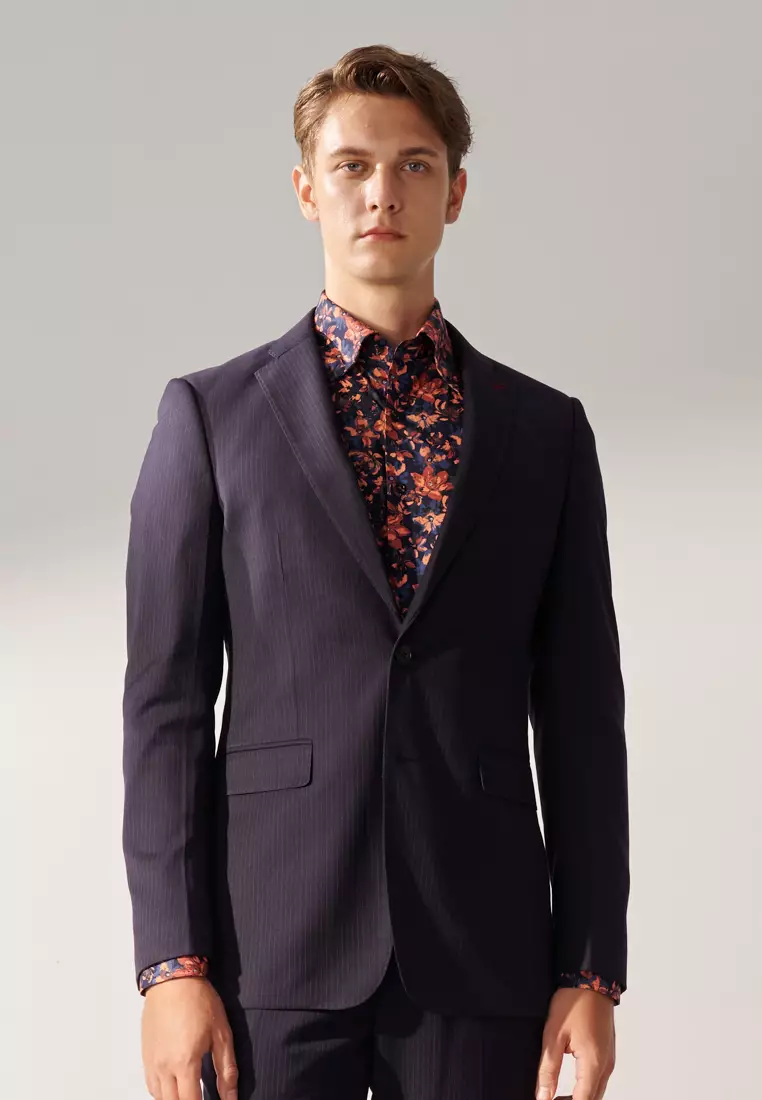 Midnight Blue Pinstripe Tailored Suit
