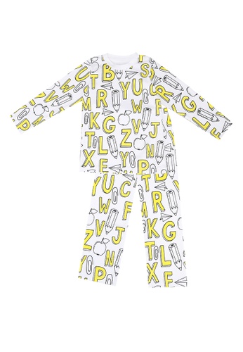 Berrytree Organic yellow Kids PJ Set: Alphabets Yellow B5993KAFEC5851GS_1