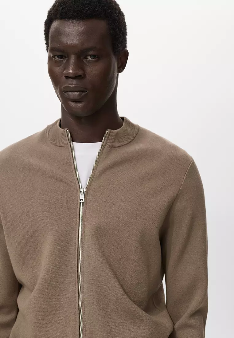 Mango Zippered Knit Jacket Mango Zip Through Knitted Top In Black ASOS