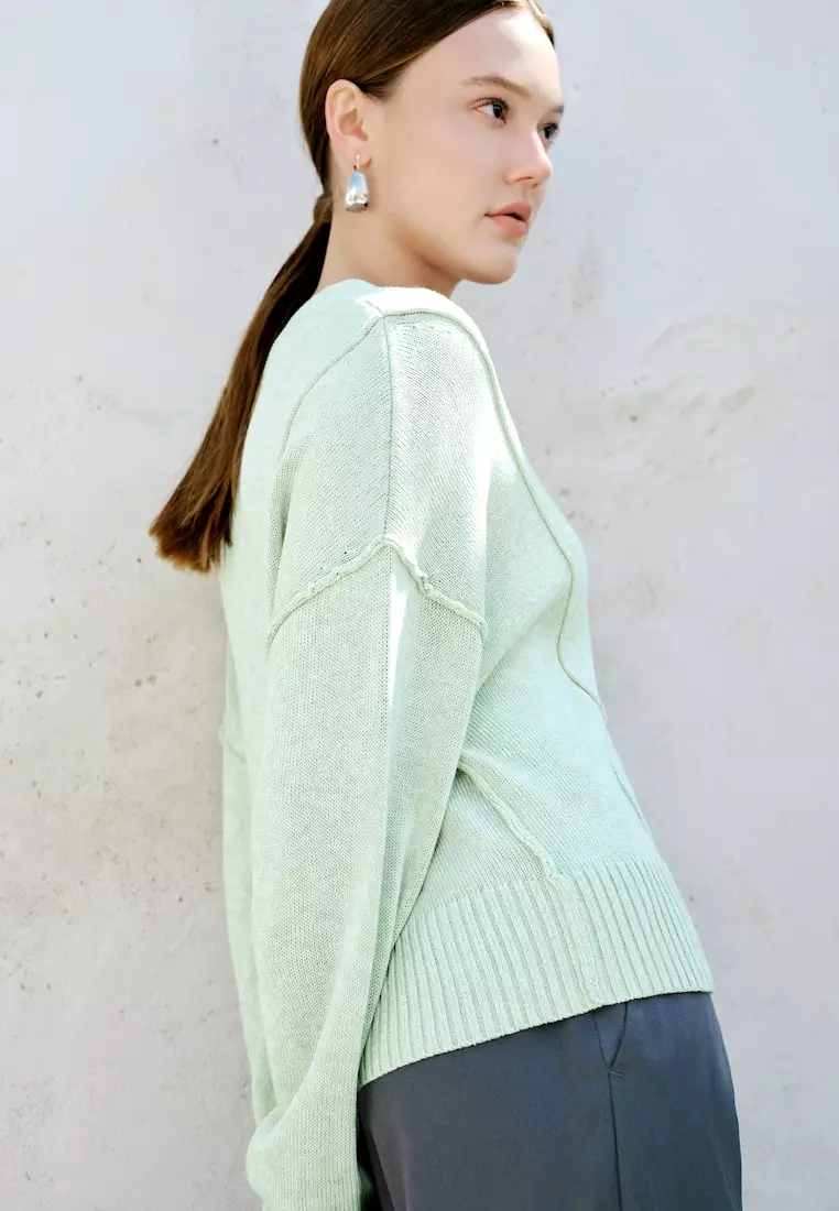 Urban Revivo pointelle knitted sweater in green