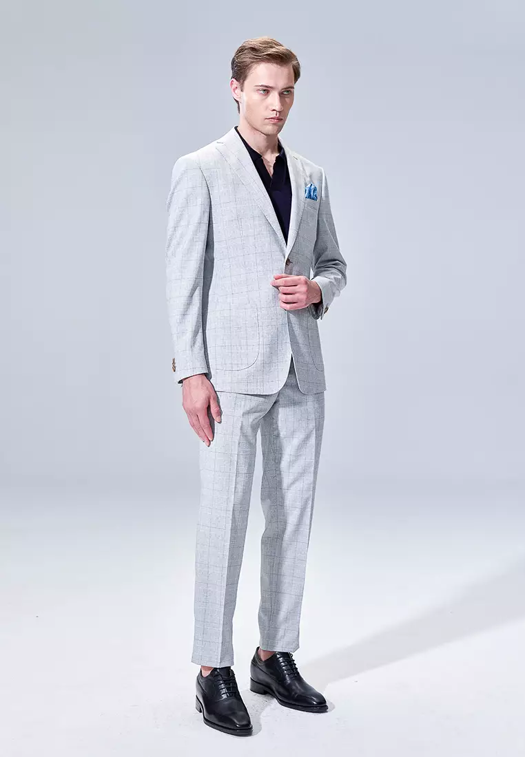 Light Grey Check Slim Suit