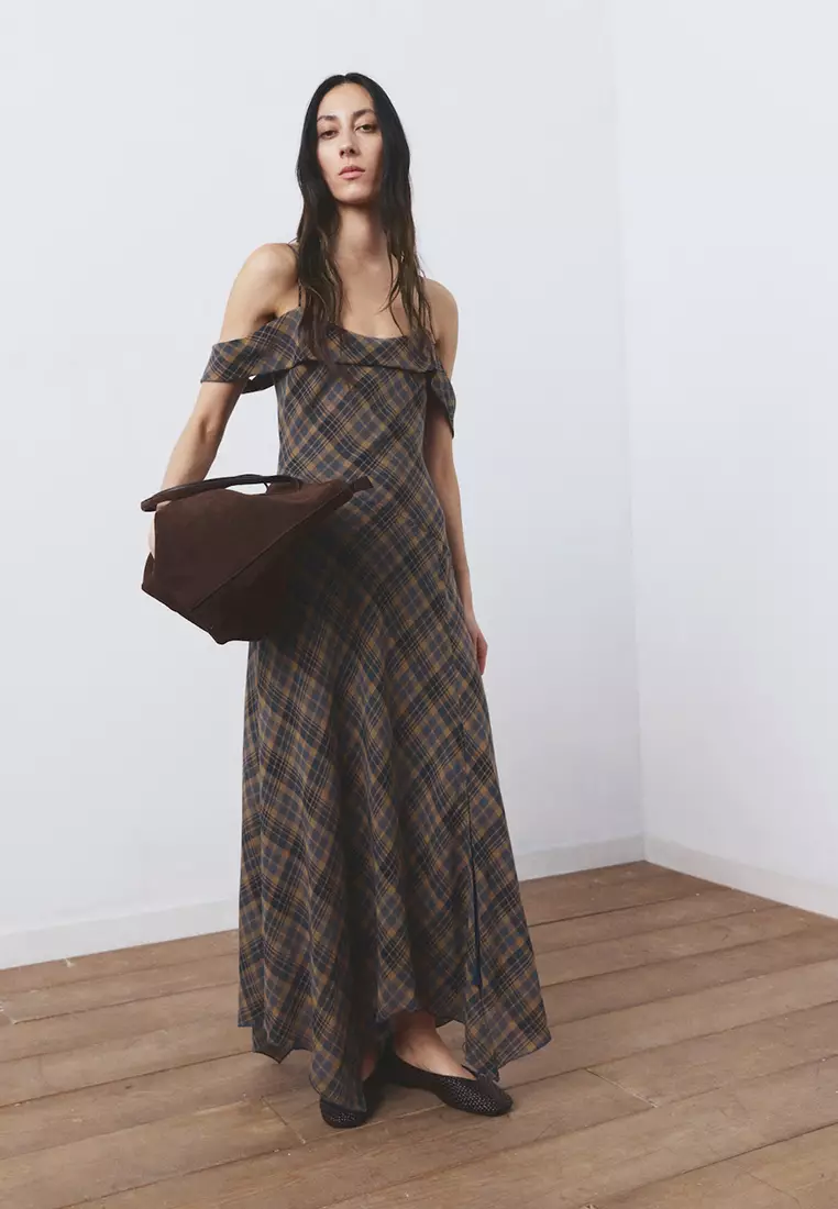 Buy Mango Check Asymmetrical Dress 2026 Online | ZALORA