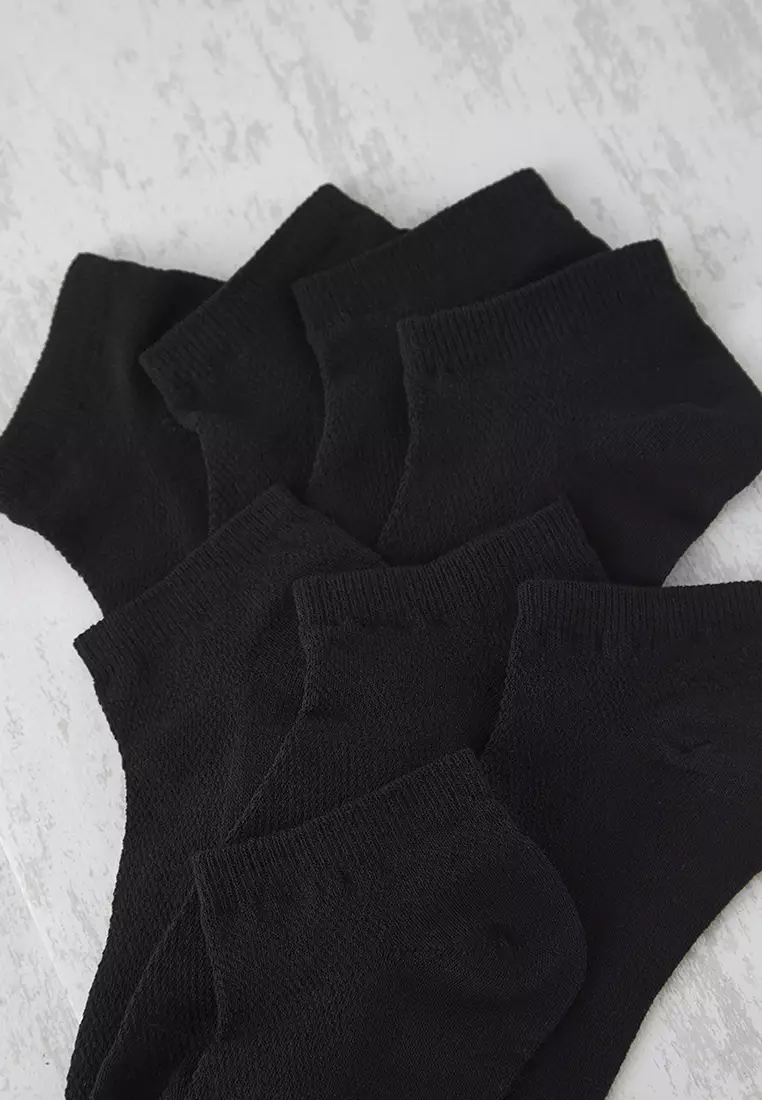 Unisex Black Set Of 8 Breathable Cotton Socks - Tmnss25Co00016