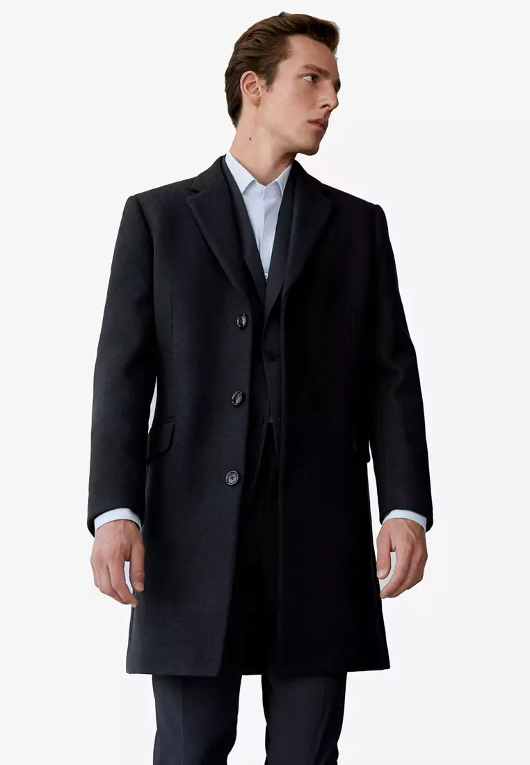 Buy MANGO Man Tailored Wool-Blend Overcoat Online | ZALORA Malaysia